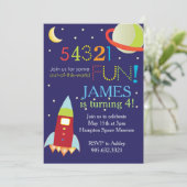 Verjaardagsfeest uit de ruimte kaart (Staand voorkant)