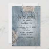 Verjaardagsfeest Uitnodigen - Geripte blauwe jeans Kaart (Voorkant)