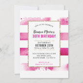 VERJAARDAGSFEEST UITNODIGEN gouden roze waterverf  Kaart (Voorkant)