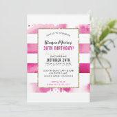 VERJAARDAGSFEEST UITNODIGEN gouden roze waterverf  Kaart (Staand voorkant)
