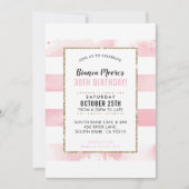 VERJAARDAGSFEEST UITNODIGEN gouden roze waterverf  Kaart (Voorkant)