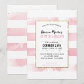 VERJAARDAGSFEEST UITNODIGEN gouden roze waterverf  Kaart (Voorkant / Achterkant)