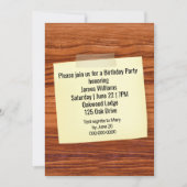 Verjaardagsfeest Uitnodigen Taped Op Hout Kaart (Voorkant)