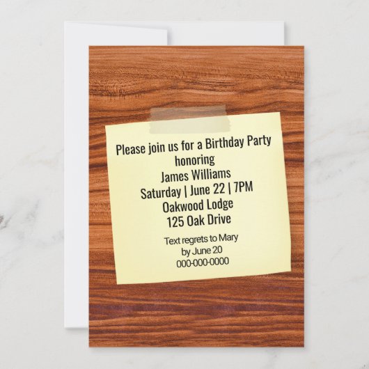 Verjaardagsfeest Uitnodigen Taped Op Hout Kaart (Voorkant)