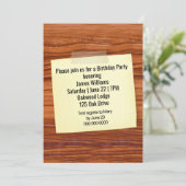Verjaardagsfeest Uitnodigen Taped Op Hout Kaart (Staand voorkant)