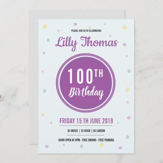 Verjaardagsfeest Uitnodiging (Voorkant / Achterkant)