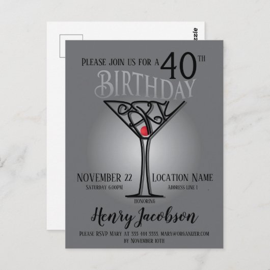 Verjaardagsfeest uitnodiging (Voorkant / Achterkant)