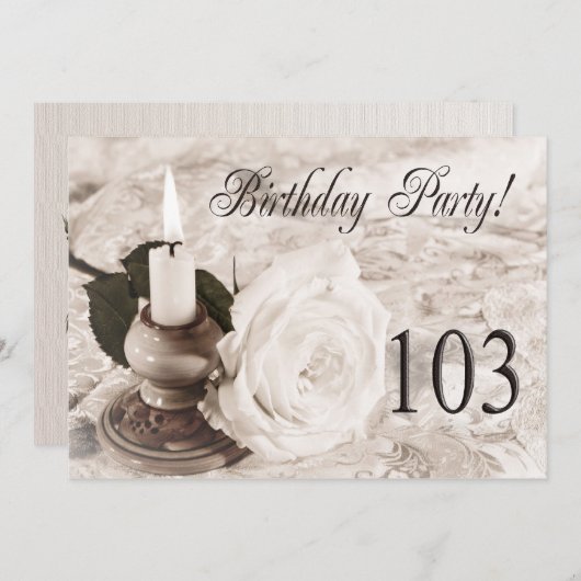 Verjaardagsfeest uitnodiging 103 jaar oud (Voorkant / Achterkant)
