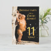 Verjaardagsfeest uitnodiging 11, met orang-oetan (Staand voorkant)