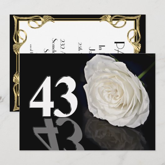 Verjaardagsfeest uitnodiging 43 jaar oud (Voorkant / Achterkant)