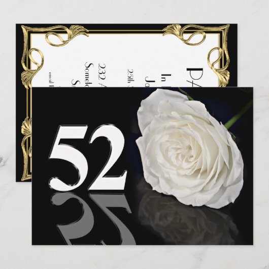Verjaardagsfeest uitnodiging 52 jaar oud (Voorkant / Achterkant)