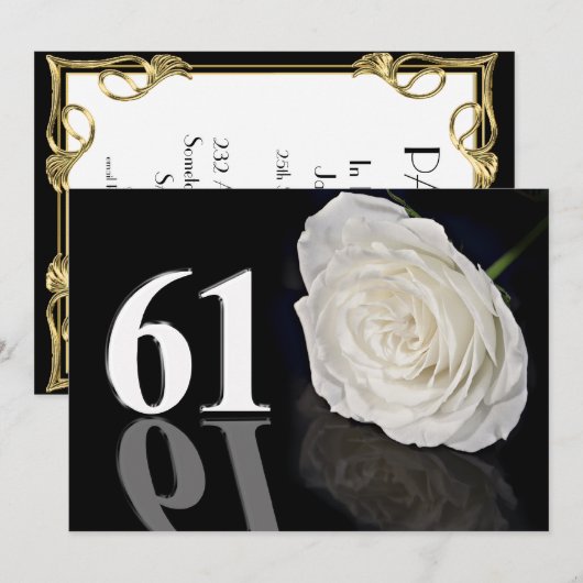 Verjaardagsfeest uitnodiging 61 jaar oud (Voorkant / Achterkant)