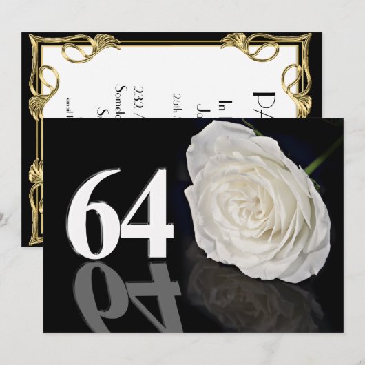 Verjaardagsfeest uitnodiging 64 jaar oud (Voorkant / Achterkant)