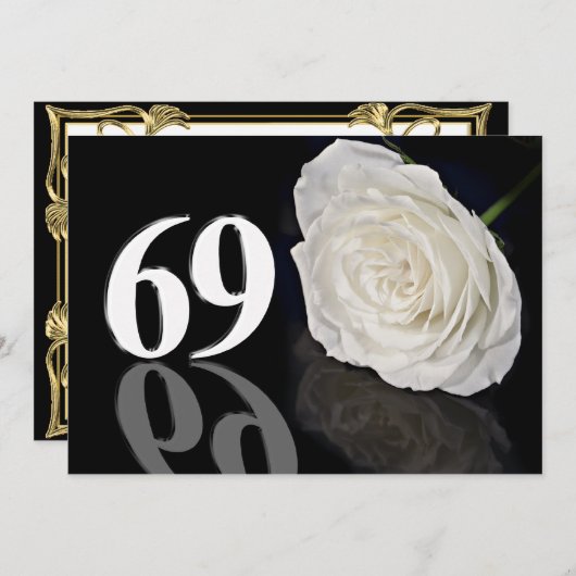Verjaardagsfeest uitnodiging 69 jaar oud (Voorkant / Achterkant)