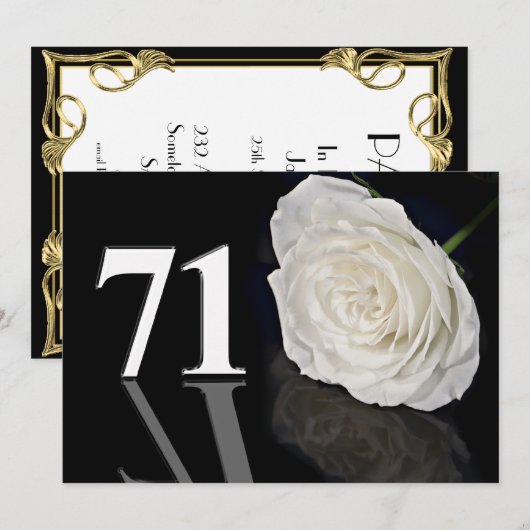 Verjaardagsfeest uitnodiging 71 jaar oud (Voorkant / Achterkant)