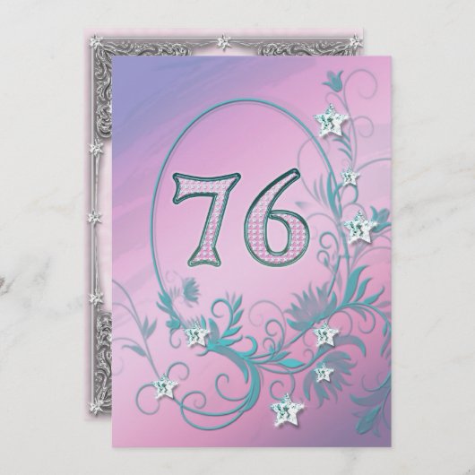 Verjaardagsfeest uitnodiging 76 jaar oud (Voorkant / Achterkant)