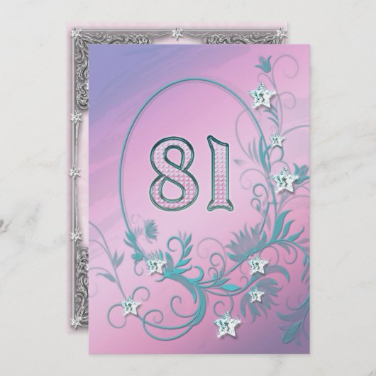 Verjaardagsfeest uitnodiging 81 jaar oud (Voorkant / Achterkant)