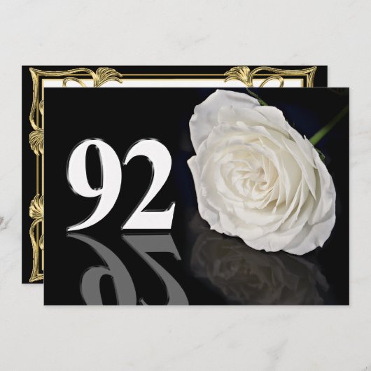 Verjaardagsfeest uitnodiging 92 jaar oud (Voorkant / Achterkant)