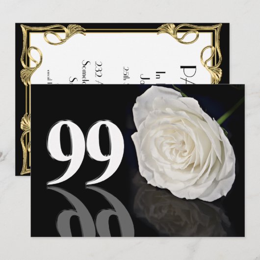 Verjaardagsfeest uitnodiging 99 jaar oud (Voorkant / Achterkant)