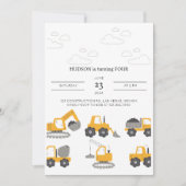 Verjaardagsfeest Uitnodiging Bouwtrucks  (Voorkant)