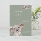 Verjaardagsfeest Uitnodiging Cute Sage Koala Beer (Staand voorkant)