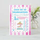 Verjaardagsfeest Uitnodiging - Draaimolen Thema (Staand voorkant)