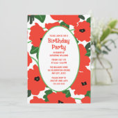 Verjaardagsfeest Uitnodiging Elke Leeftijd Rode Po (Staand voorkant)