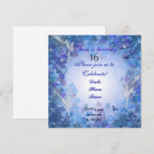 Verjaardagsfeest Uitnodiging Fairy blauw (Voorkant / Achterkant)