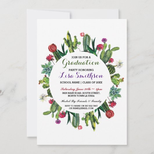 Verjaardagsfeest Uitnodiging Feest Cactus (Voorkant)