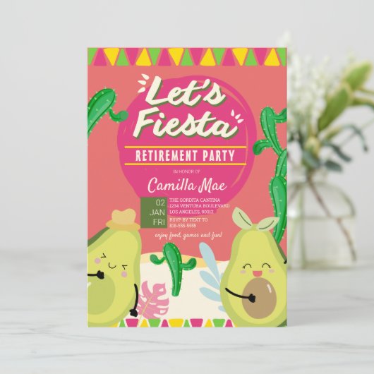 VERJAARDAGSFEEST Uitnodiging Fiesta (Staand voorkant)