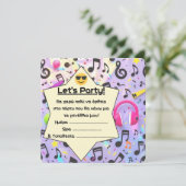 Verjaardagsfeest Uitnodiging (gr) - Muziek (Staand voorkant)