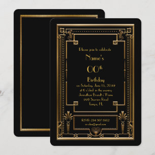 Verjaardagsfeest uitnodiging, Grote Gatsby, goud, Kaart