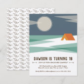 Verjaardagsfeest uitnodiging, jongen, camping kaart (Voorkant / Achterkant)