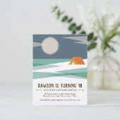 Verjaardagsfeest uitnodiging, jongen, camping kaart (Staand voorkant)