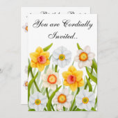 Verjaardagsfeest Uitnodiging Lente Narcissen (Voorkant / Achterkant)