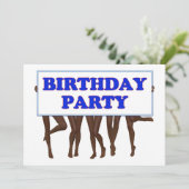 Verjaardagsfeest Uitnodiging met benen (Staand voorkant)