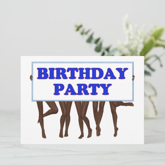 Verjaardagsfeest Uitnodiging met benen (Staand voorkant)