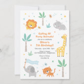 Verjaardagsfeest uitnodiging met malse jungle dier (Voorkant)