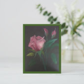 Verjaardagsfeest uitnodiging met roze rozen (Staand voorkant)