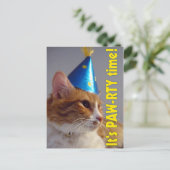 Verjaardagsfeest Uitnodiging PAW-RTY Cat Briefkaar (Staand voorkant)