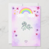 Verjaardagsfeest Uitnodiging Regenboog Pony (Achterkant)