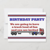 Verjaardagsfeest uitnodiging rode cabover grote ri (Voorkant)