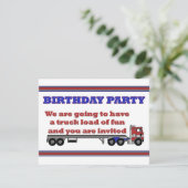 Verjaardagsfeest uitnodiging rode cabover grote ri (Staand voorkant)