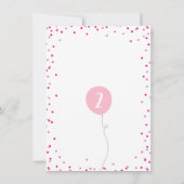 VERJAARDAGSFEEST uitnodiging roze ballonnen confet (Achterkant)