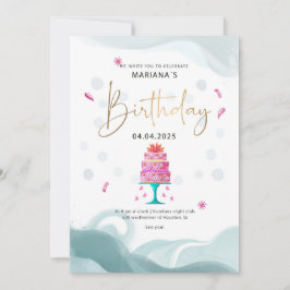 Verjaardagsfeest Uitnodiging | Roze Cake Thema | A