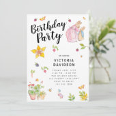 Verjaardagsfeest Uitnodiging Roze Peter Rabbit Spr (Staand voorkant)
