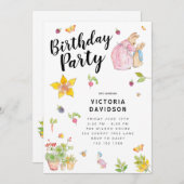 Verjaardagsfeest Uitnodiging Roze Peter Rabbit Spr (Voorkant / Achterkant)