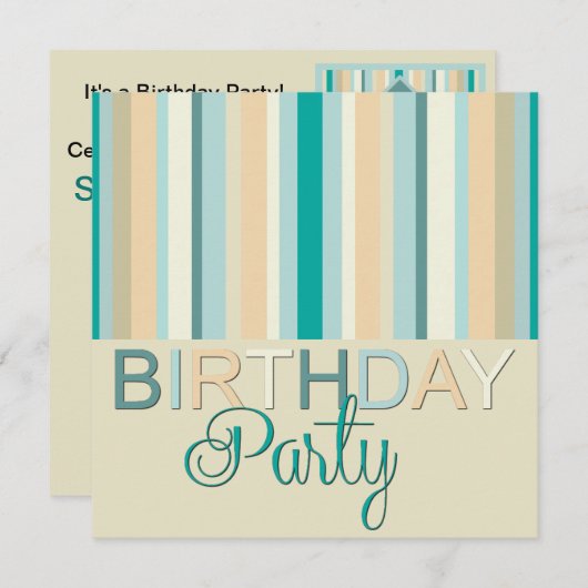 Verjaardagsfeest Uitnodiging Stripes (Voorkant / Achterkant)