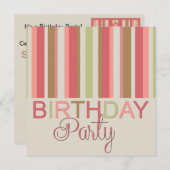 Verjaardagsfeest Uitnodiging Stripes (Voorkant / Achterkant)