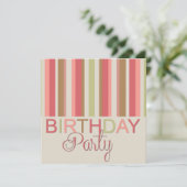 Verjaardagsfeest Uitnodiging Stripes (Staand voorkant)